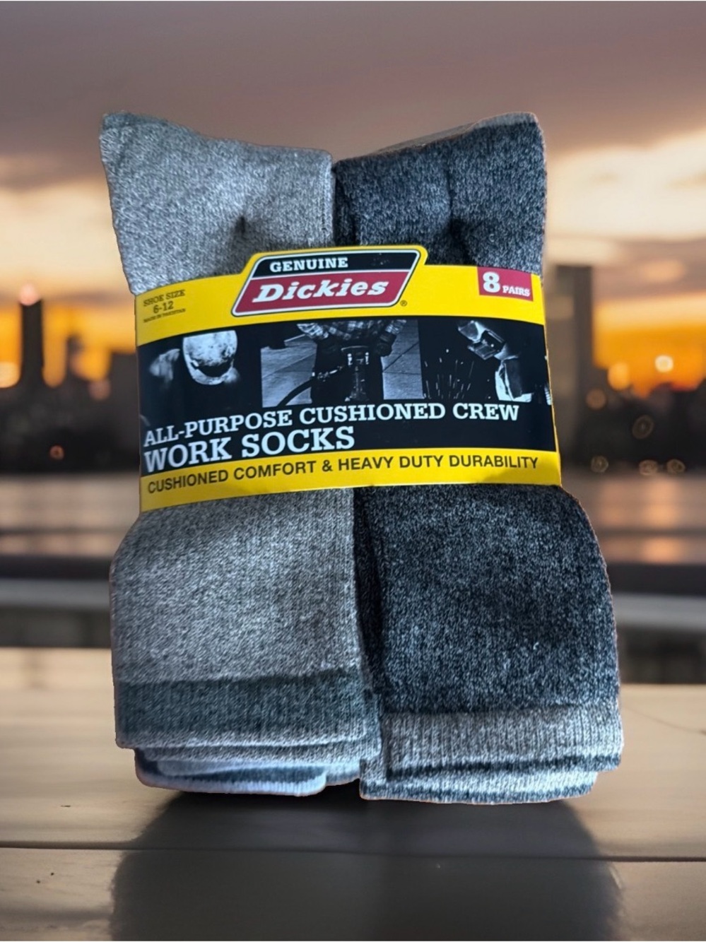 8-pack of Genuine Dickies All-Purpose Cushioned Crew Work Socks. Multicolor. NWT